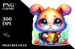 Crazy Baby Bunny with Treasure Map, PNG Product Image 2
