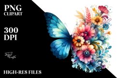 Retro Watercolor Butterfly | Sublimation | PNG Clipart Product Image 3