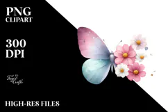 Flower Butterfly Watercolor PNG Product Image 2