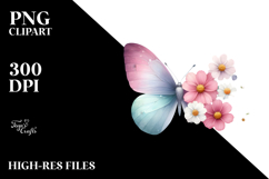 Flower Butterfly Watercolor PNG Product Image 2
