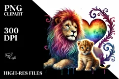 Cute Baby Lion with Heart PNG Product Image 2