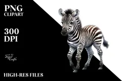 Cute Baby Zebra Watercolor Clipart Product Image 2