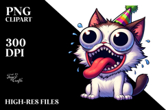 Goofy Cat with Party Hat, Entertaining PNG Product Image 2