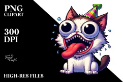 Goofy Cat with Party Hat, Entertaining PNG Product Image 2