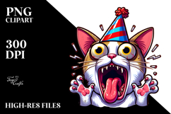 Dramatic Cat with Party Hat PNG Product Image 2