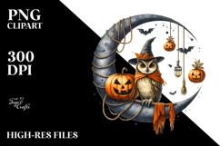 Owl Halloween Half Moon PNG Product Image 2
