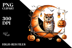 Owl Halloween Half Moon PNG Product Image 2