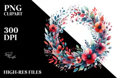 Colorful Abstract Floral Wreath PNG Product Image 2