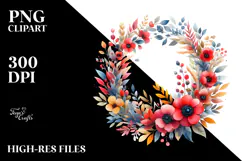 Colorful Abstract Floral Wreath PNG Product Image 2