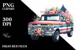 Pickup Truck Flower | Sublimation | Clipart Product Image 1