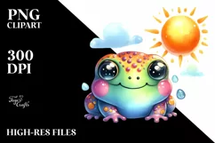 Colorful Baby Frog, Watercolor Clipart Product Image 3