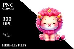 Cuddling Baby Lion Rainbow PNG Product Image 2