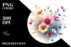 Centered Wild Flowers in Vibrant Frame | Clipart Product Image 1