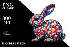Abstract Shiny Pastel Bunny Made of Diamonds JPEG Product Image 2