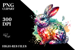 Abstract Shiny Pastel Bunny Made of Diamonds JPEG Product Image 2