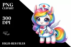 Cute Baby Unicorn Nurse Rainbow | Sublimation | Clipart Product Image 3
