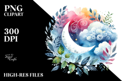 Vibrant Whimsical Moon Foliage Clouds Clipart Product Image 2