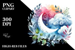 Vibrant Whimsical Moon Foliage Clouds Clipart Product Image 3