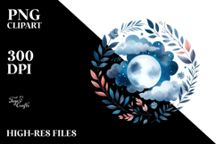 Vibrant Whimsical Moon Foliage Clouds Clipart Product Image 2