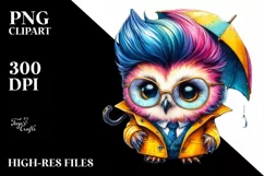 Contemplative Playing Baby Owl PNG Product Image 1