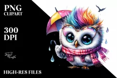 Contemplative Playing Baby Owl PNG Product Image 3