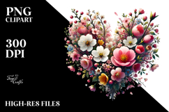 Spring Flowers Heart Digital PNG Product Image 2