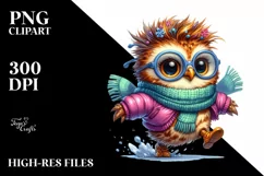 Cute Baby Owl Running PNG Product Image 1