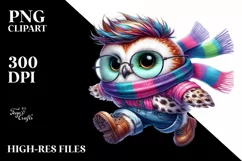 Goofy Baby Owl Running PNG Product Image 3