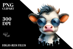 Funny Baby Cow Portrait, Transparent PNG Product Image 2