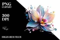 Abstract Orchid Watercolor Splash PNG Product Image 1