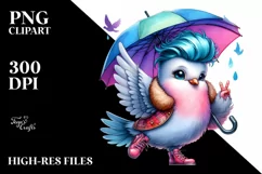 A Baby Dove with Umbrella PNG Product Image 1