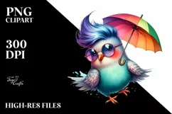 A Baby Dove with Umbrella PNG Product Image 3