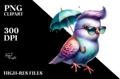 A Baby Dove with Umbrella PNG Product Image 2