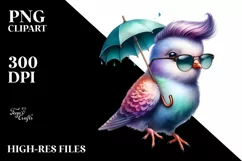 A Baby Dove with Umbrella PNG Product Image 3