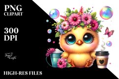 Crazy Baby Chicken with Flower Crown PNG Product Image 2