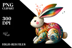 Abstract Shiny Colorful Bunny Made of Wood JPEG Product Image 2