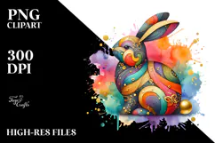 Abstract Shiny Colorful Bunny Made of Wood JPEG Product Image 2