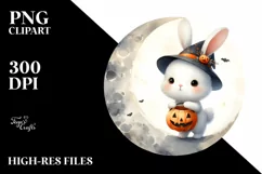 Cute Baby Rabbit Halloween Clipart PNG Product Image 3