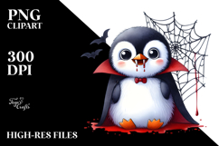 Funny Penguin Spider Web Vampire Fangs Clipart Product Image 2