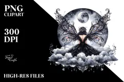 Gothic Fairy on Cloud, Transparent PNG Product Image 2