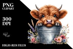 Cute Baby Cat with Wooden Bucket PNG Product Image 3