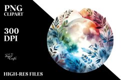 Vibrant Abstract Moon Foliage Clouds Clipart Product Image 1