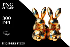 Colorful Stylized Sitting Bunnies PNG Product Image 2