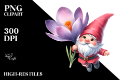 Floating Gnome with Large Crocus PNG Product Image 2