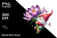 Gnome with Crocus on Shoulder PNG Product Image 2