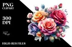 Vibrant Abstract Roses Bouquet | Sublimation | Clipart Product Image 3