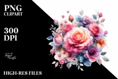 Vibrant Abstract Roses Bouquet | Sublimation | Clipart Product Image 1