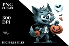 Funny Werewolf Haloween Clipart PNG Product Image 1