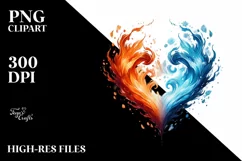 Simple Watercolor Heart Fire Ice PNG Product Image 2