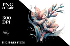 Abstract Gladiolus with Metallic Insertions, PNG Product Image 2